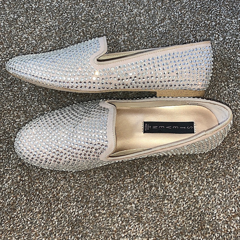 Steven by Steve Madden Madee Glitter Rinestone Loafers size 7